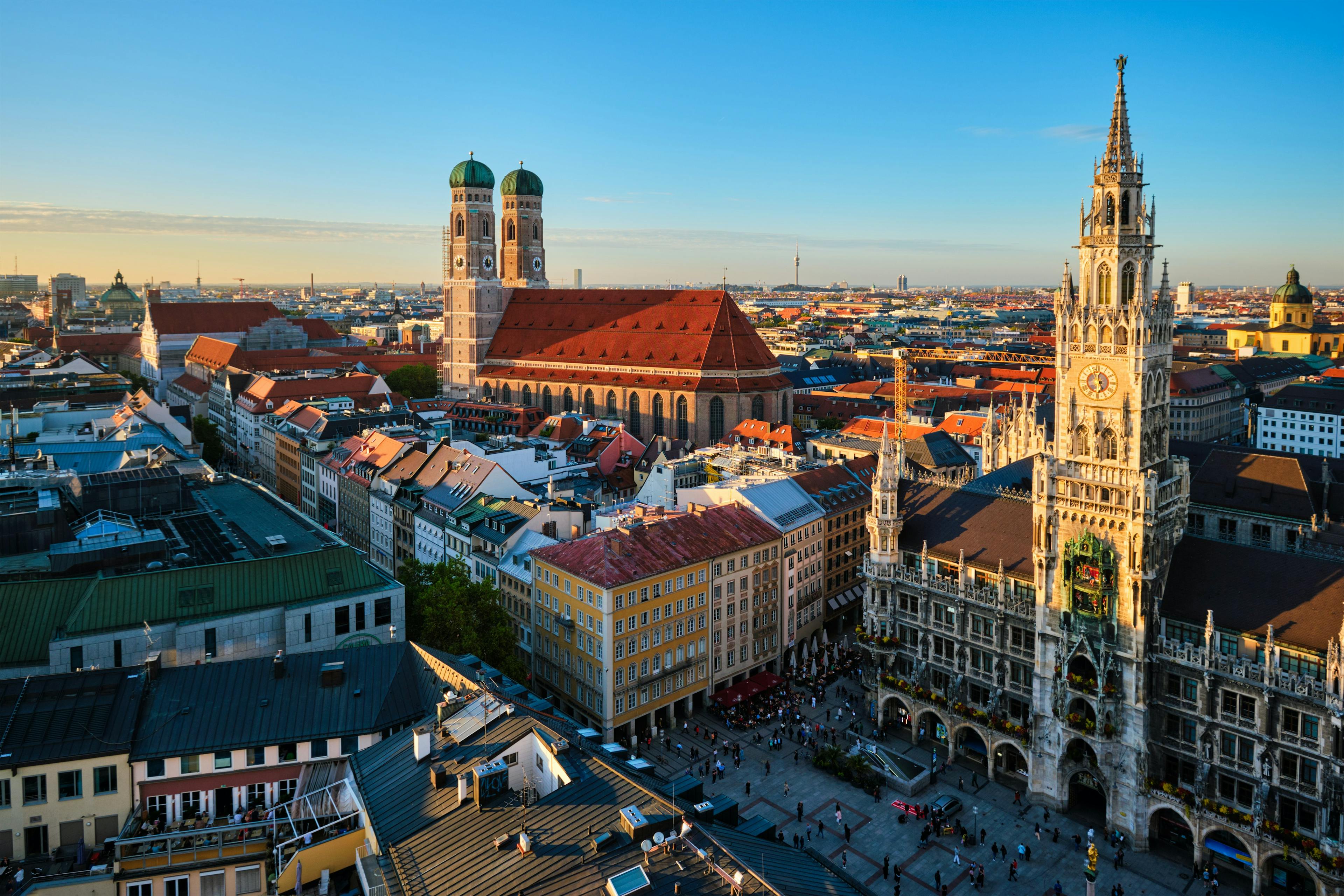 Aerial view of the Munich, Germany skyline
