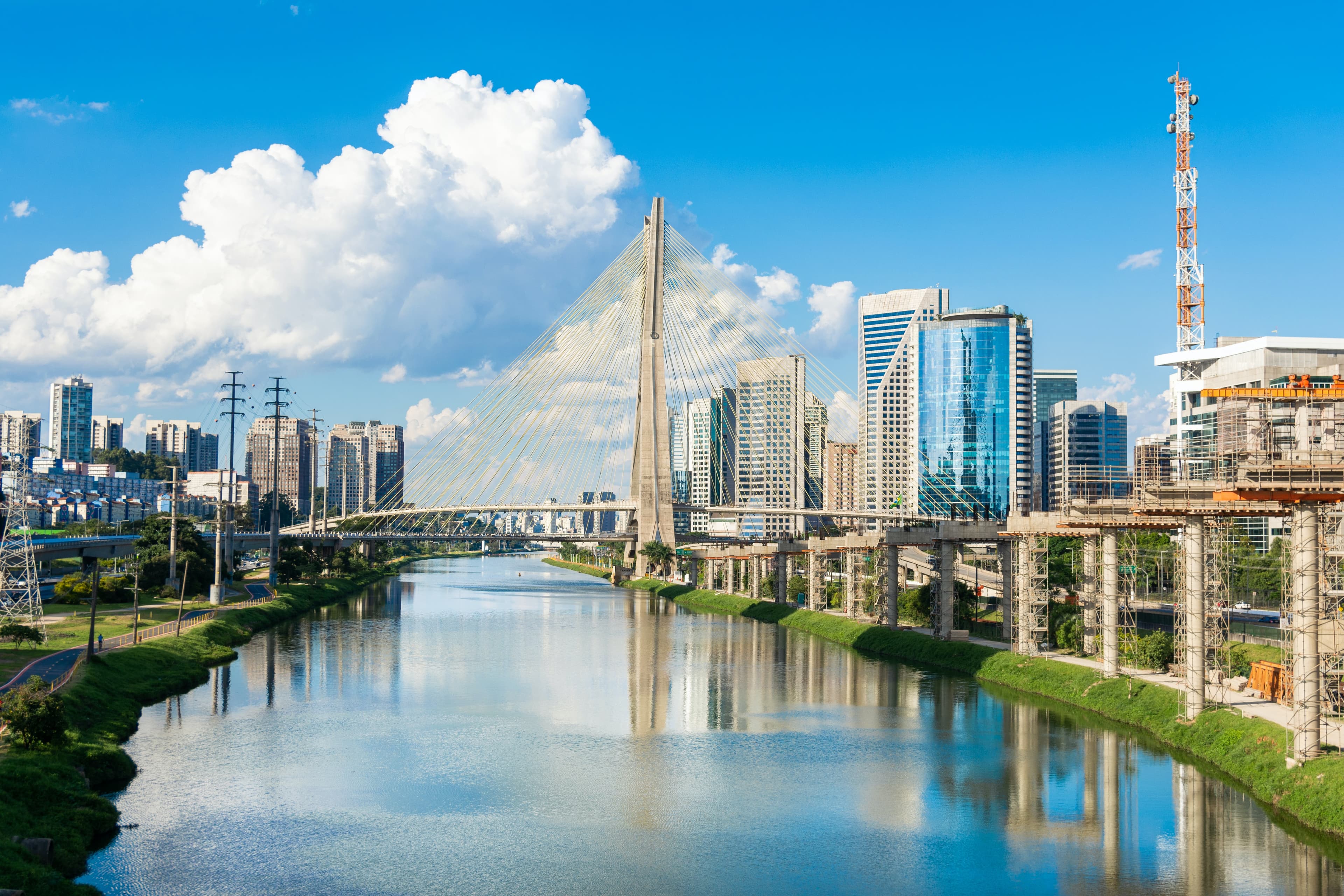 Aerial view of Ponte Estaiada in São Paulo, Brasil