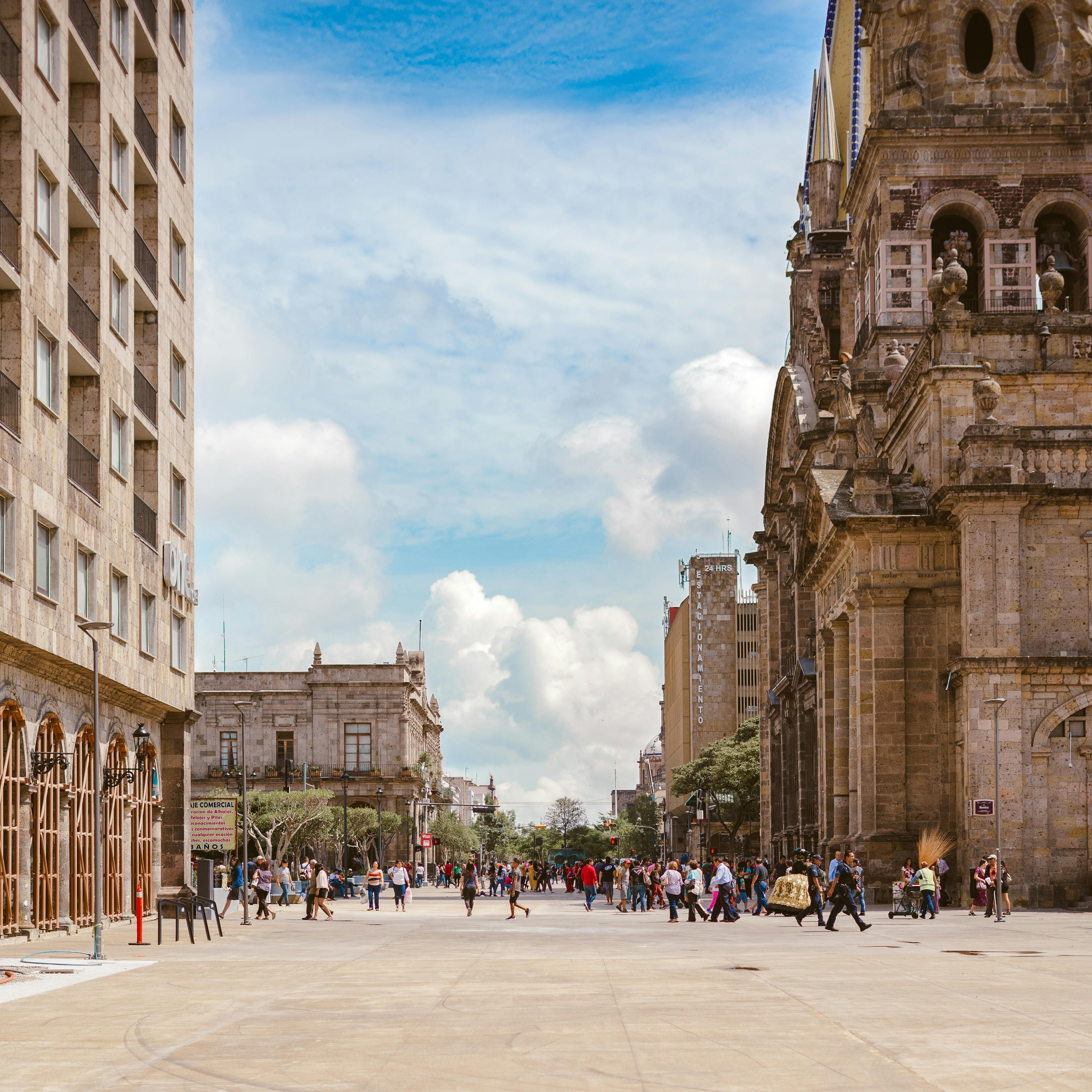 Street view of Centro Historico in Guadalajara, Mexico