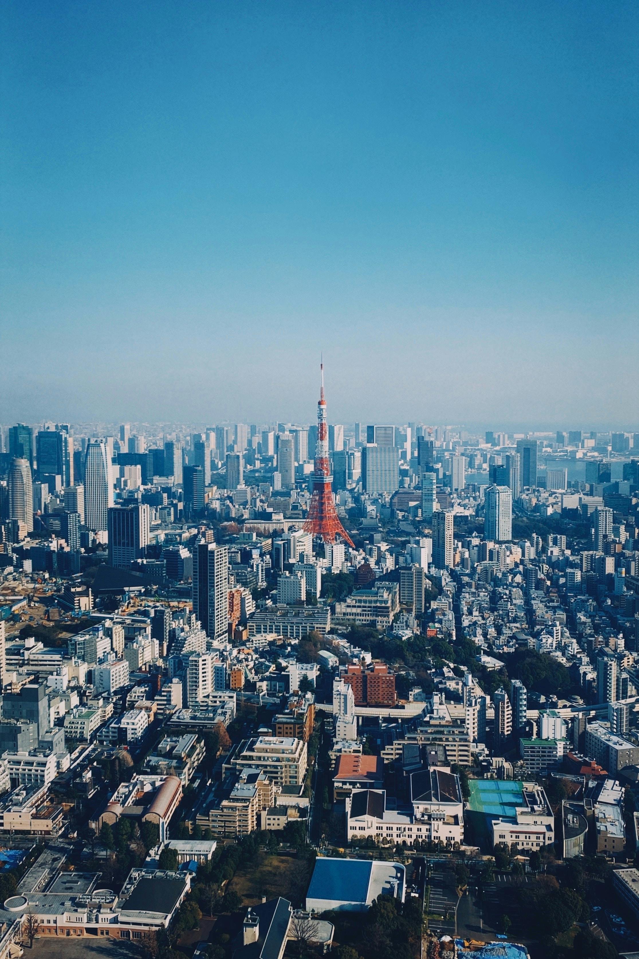 Aerial view of the Tokyo, Japan skyline