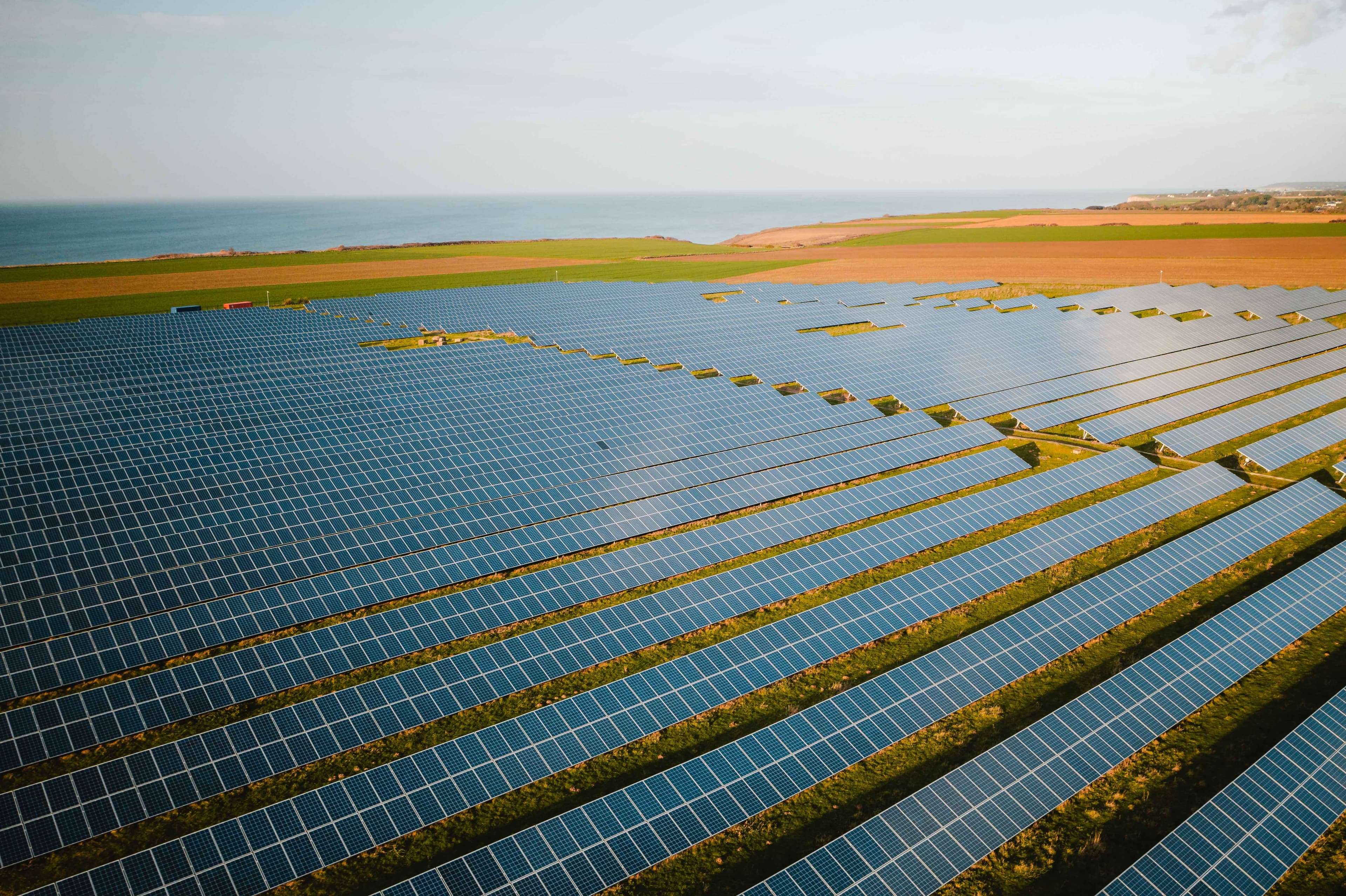 Solar farm with large field of solar panels