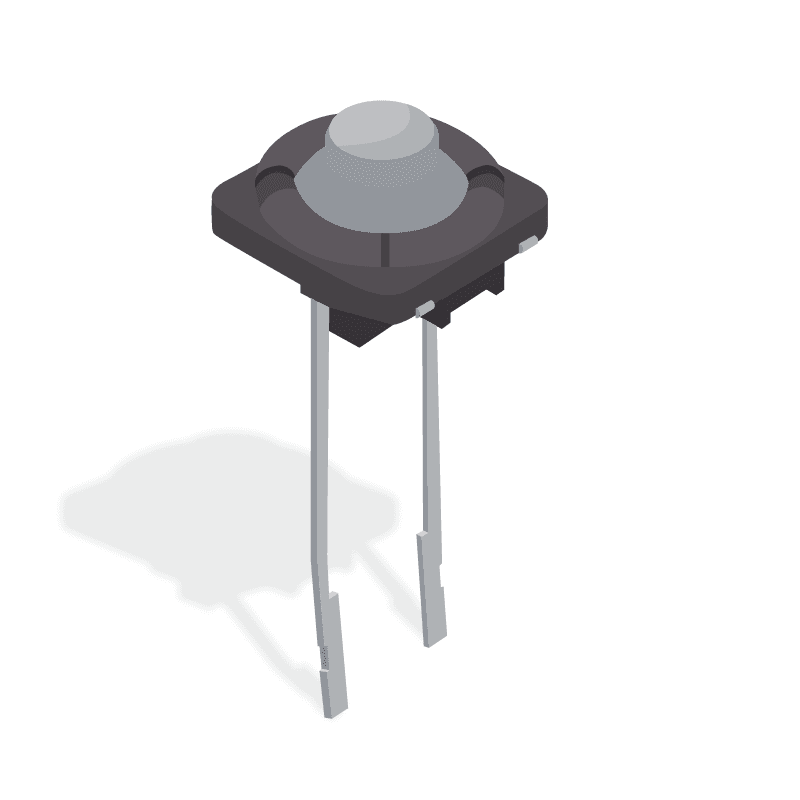 Switch Tactile N.O. SPST Projected Plunger PC Pins 0.05A 24VDC 3000000Cycle 1.96N Thru-Hole Bag