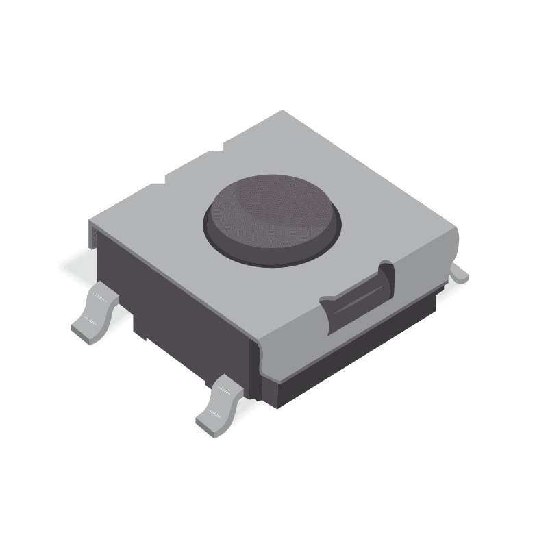 Switch Tactile N.O. SPST Rectangular Button J-Bend 0.02A 15VDC 200000Cycles 1.6N SMD T/R