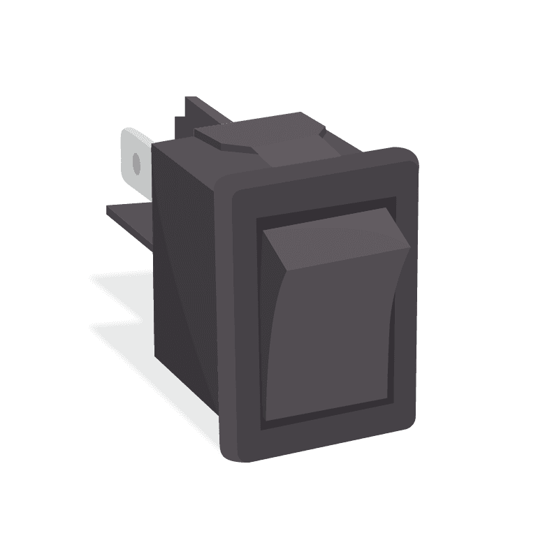 Switch Rocker ON ON SPDT PC Pins Curved Rocker 3A 250VAC 28VDC 30000Cycles T/R