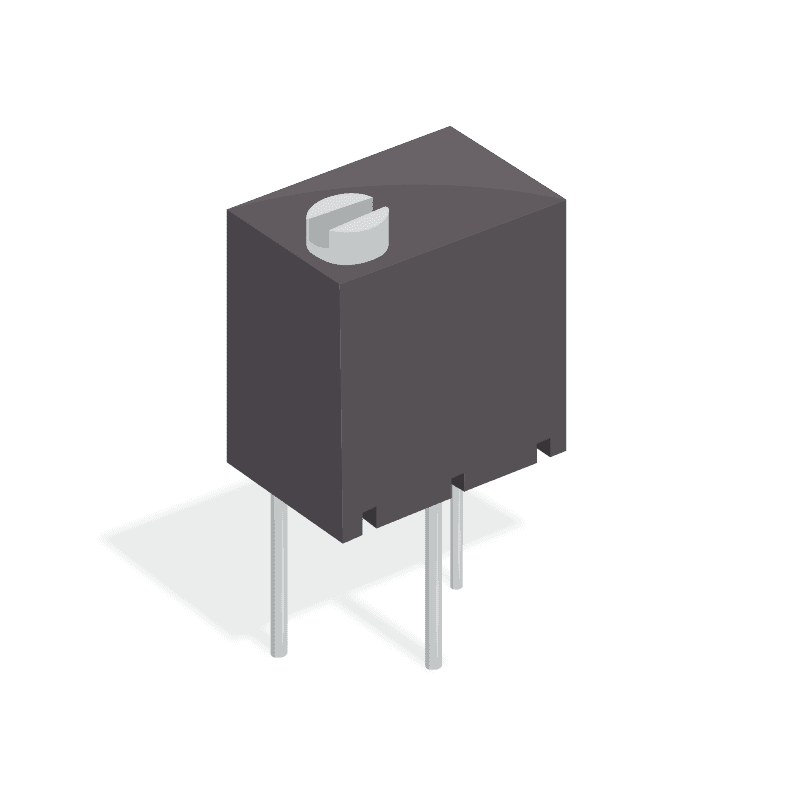 Trimmer, Cermet, Rest 10 Kilohms, PCB, Pwr-Rtg 0.25W, Dim 0.264InLx0.177InWx0.285InH